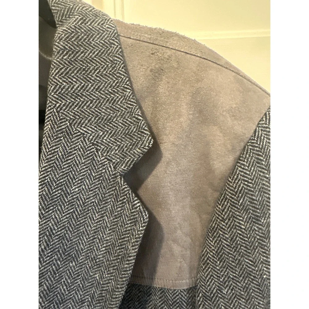 Pendelton Mens Virgin VTG wool Herringbone Blazer Suede Patches Menswear 36L